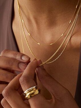JENNY BIRD Lido Triple Strand Necklace  OS Two Toned Like new